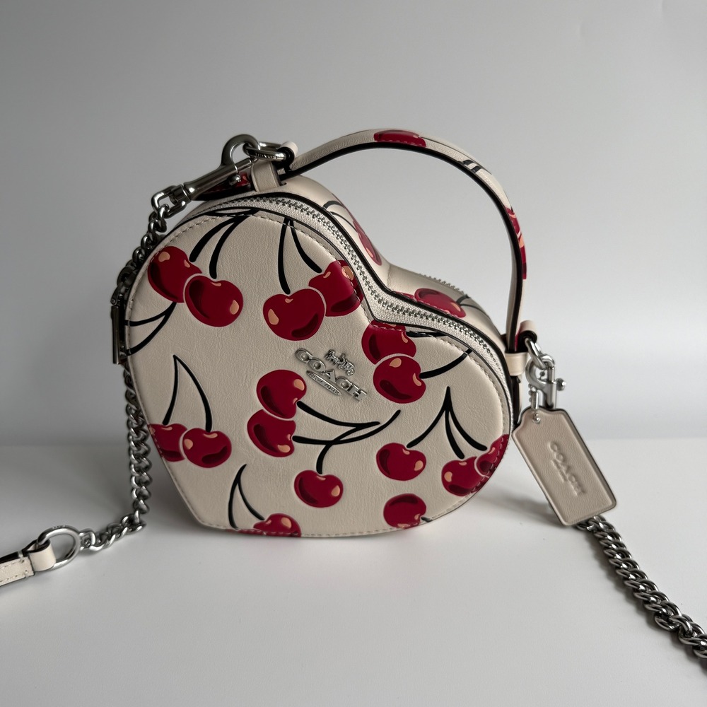 Coach Heart Crossbody Cherry Print Chalk Multi Leather Bag CAB06